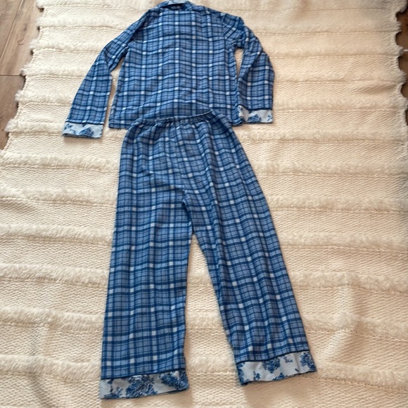 Laura Ashley Pajamas Y2k Pajamas Blue Plaid Floral Pjs Girl Sz 2 14